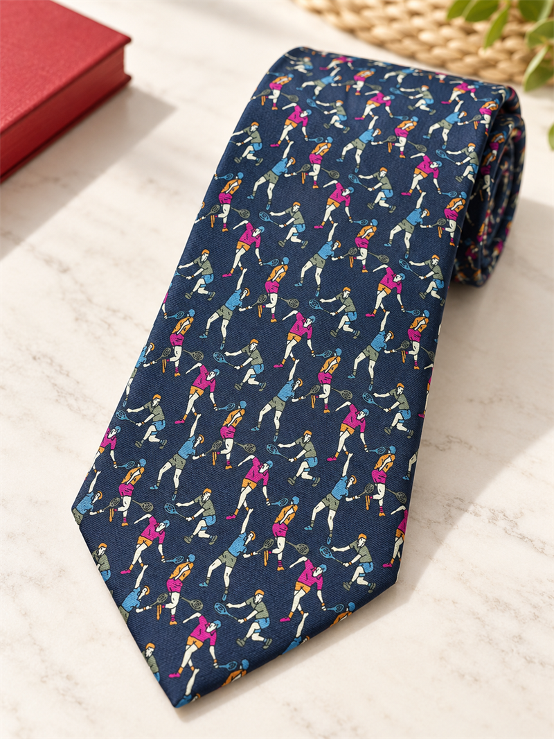 Tennis Graphic Preppy Kravat