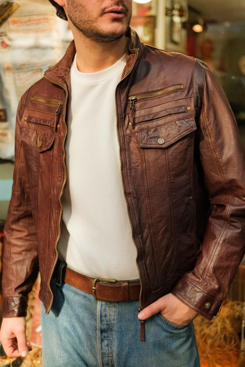TRAPPER BİKER DERİ CEKET
