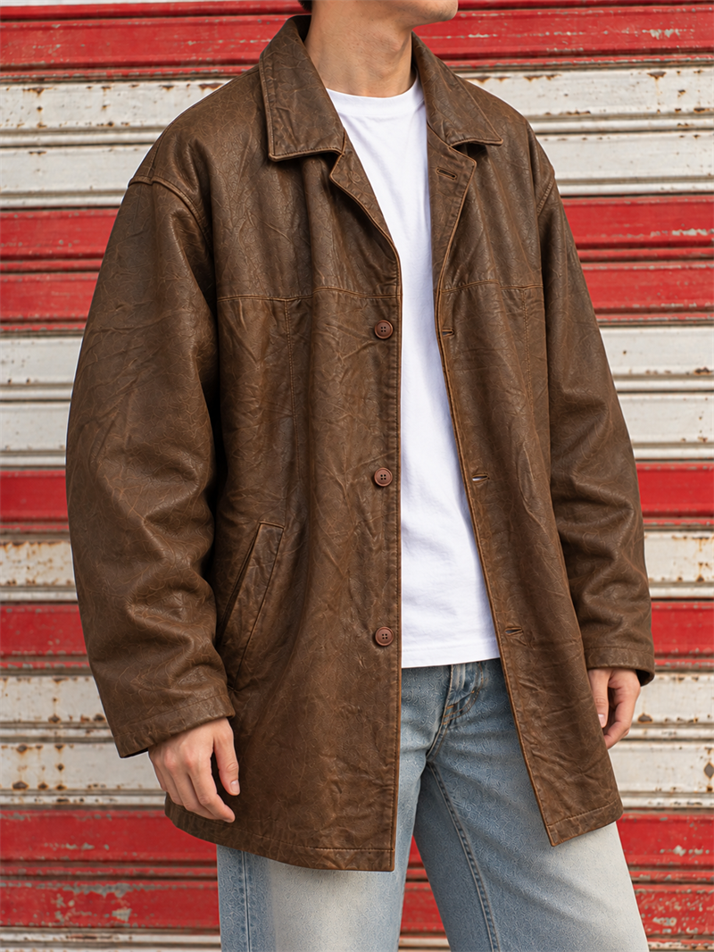 TRAPPER Original Brown Blazer Deri Ceket