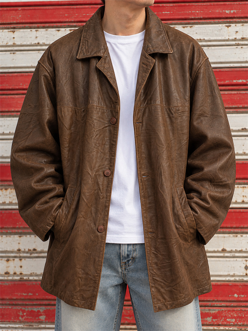 TRAPPER Original Brown Blazer Deri Ceket
