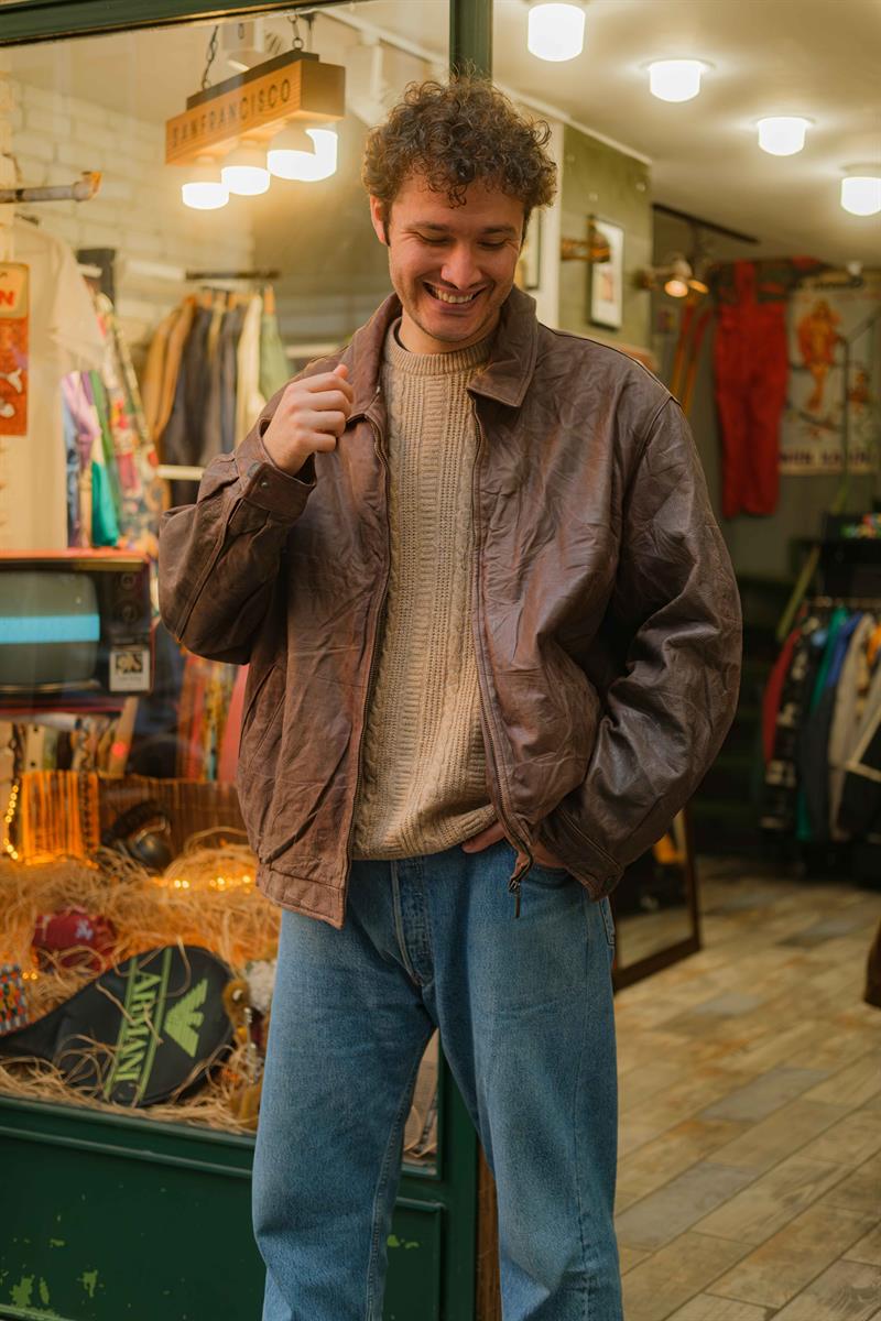 TRAPPER Vintage Bomber Deri Ceket