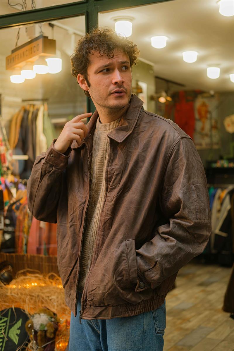 TRAPPER Vintage Bomber Deri Ceket