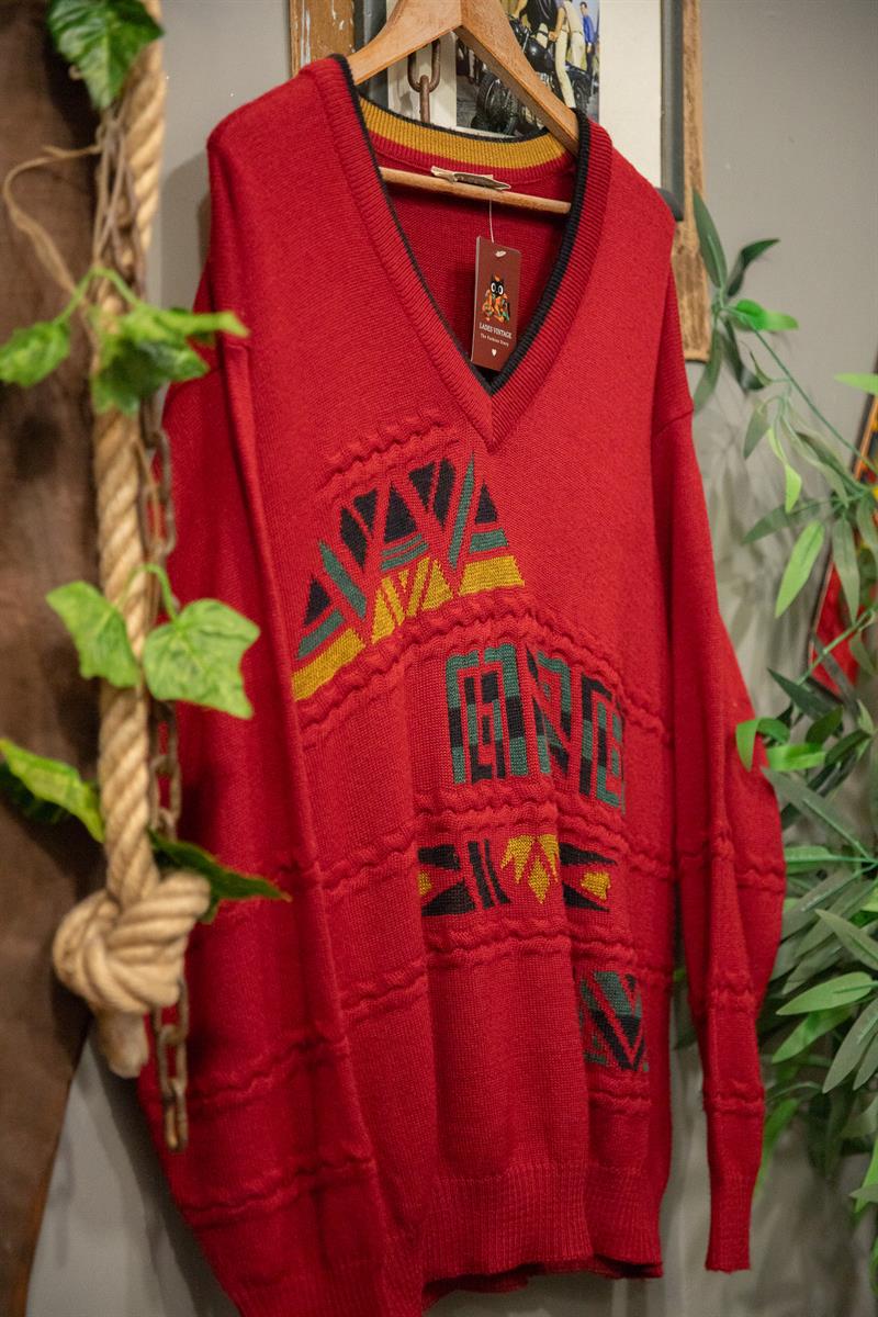 Tribal Red Pulse Sweater - Kazak