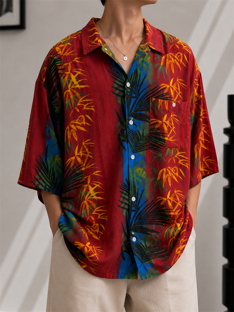 Tropikal&Hawaii Oversize Gömlek