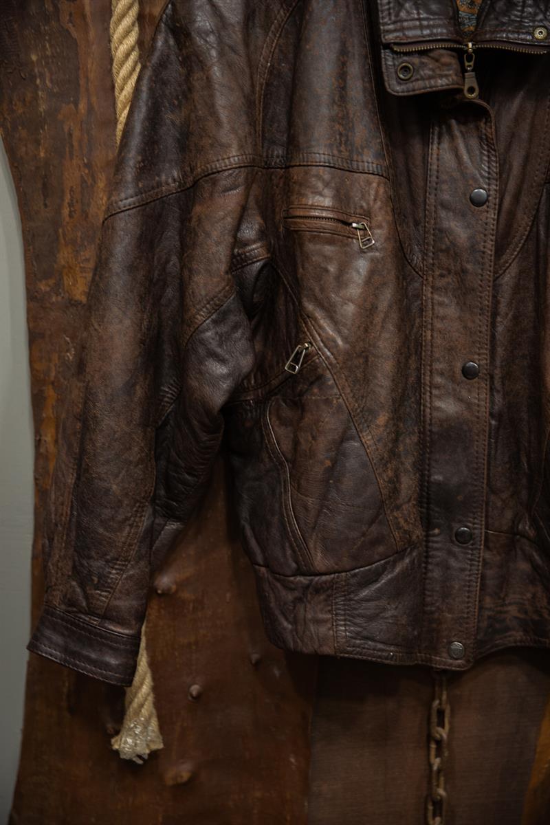 Unique Vintage Unisex Bomber Deri Ceket
