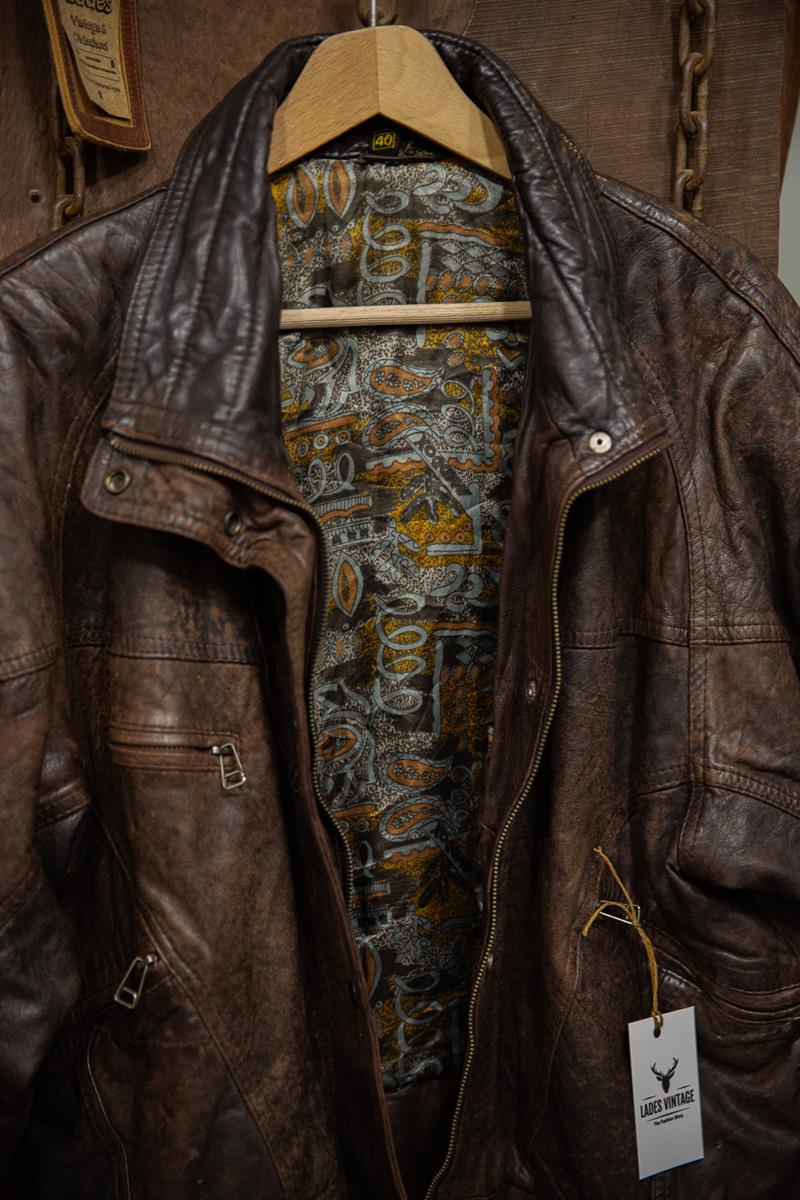 Unique Vintage Unisex Bomber Deri Ceket