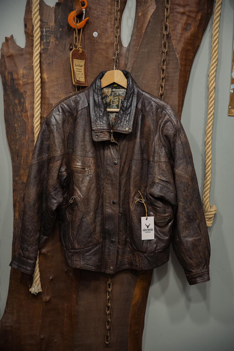 Unique Vintage Unisex Bomber Deri Ceket