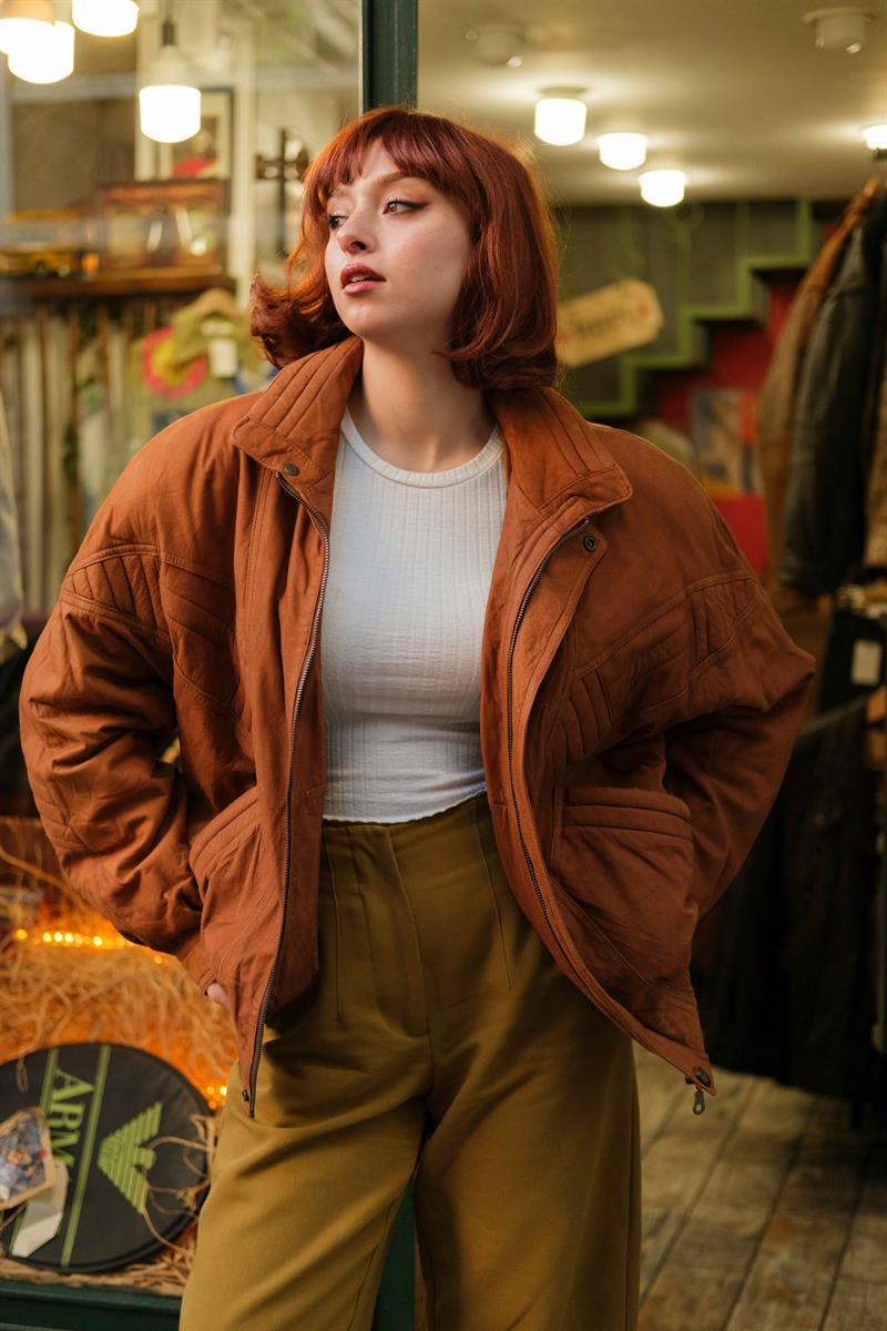 UNİSEX BOMBER MODEL DERİ CEKET