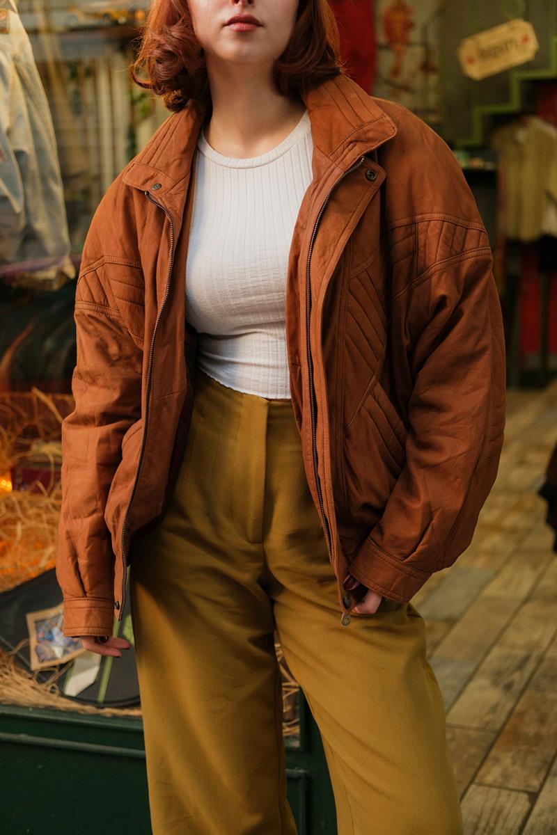 UNİSEX BOMBER MODEL DERİ CEKET