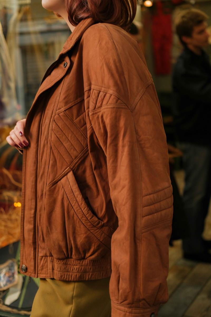 UNİSEX BOMBER MODEL DERİ CEKET