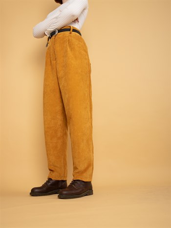 Valery Fitilli Kadife Unisex Hardal Pantolon