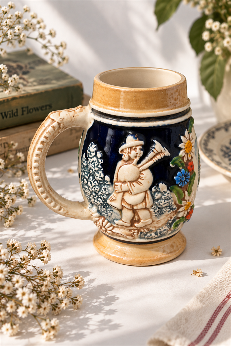Vintage Alman Seramik Bira Kupası – Dollendorf / Eifel