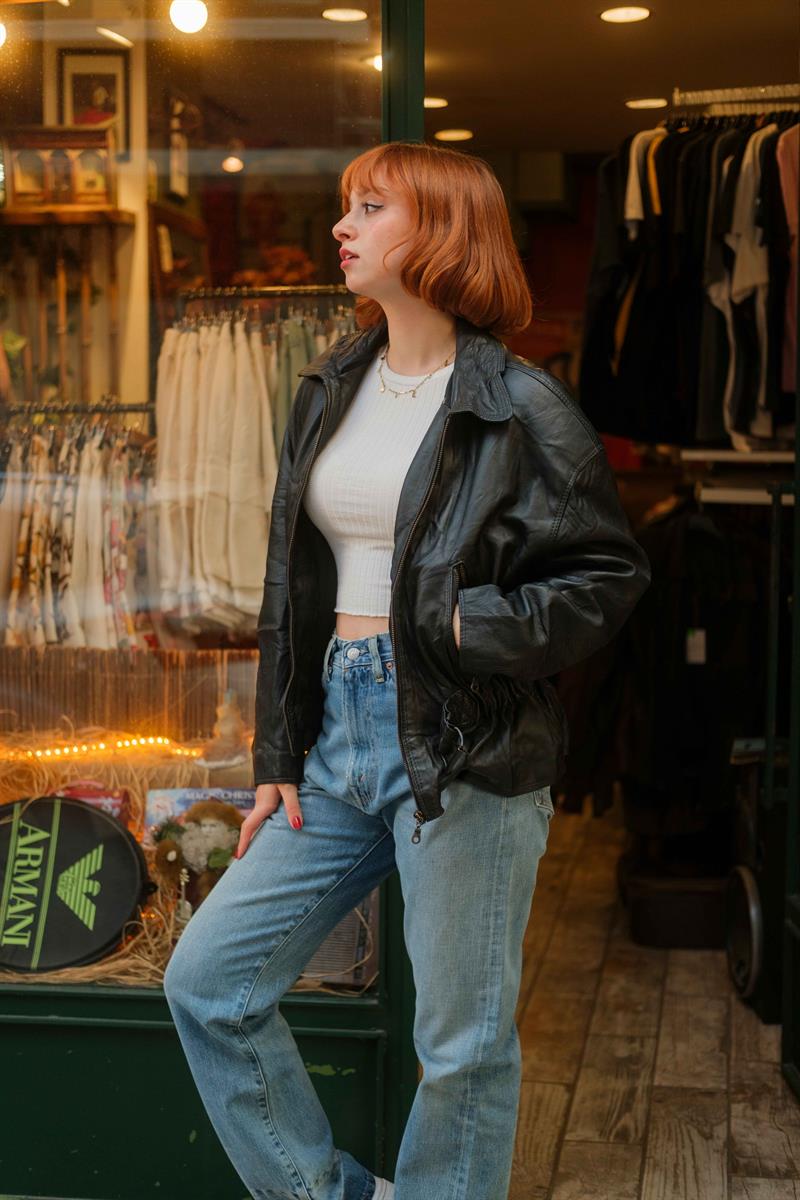 Vintage American Biker Deri Ceket