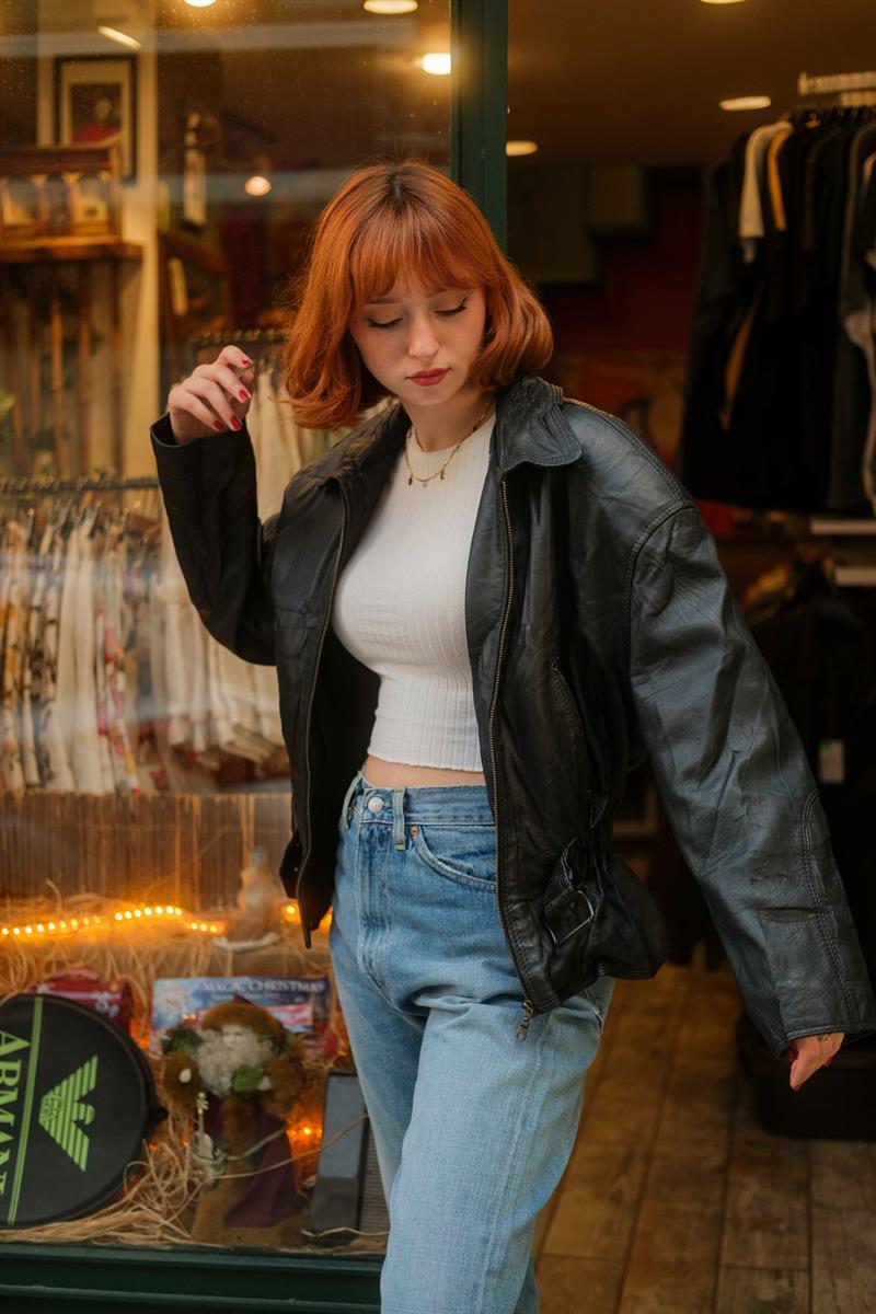 Vintage American Biker Deri Ceket