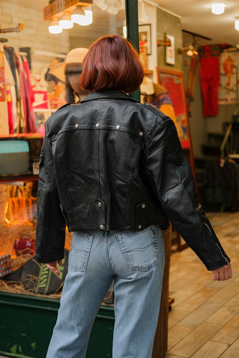 VİNTAGE BIKER DERİ CEKET