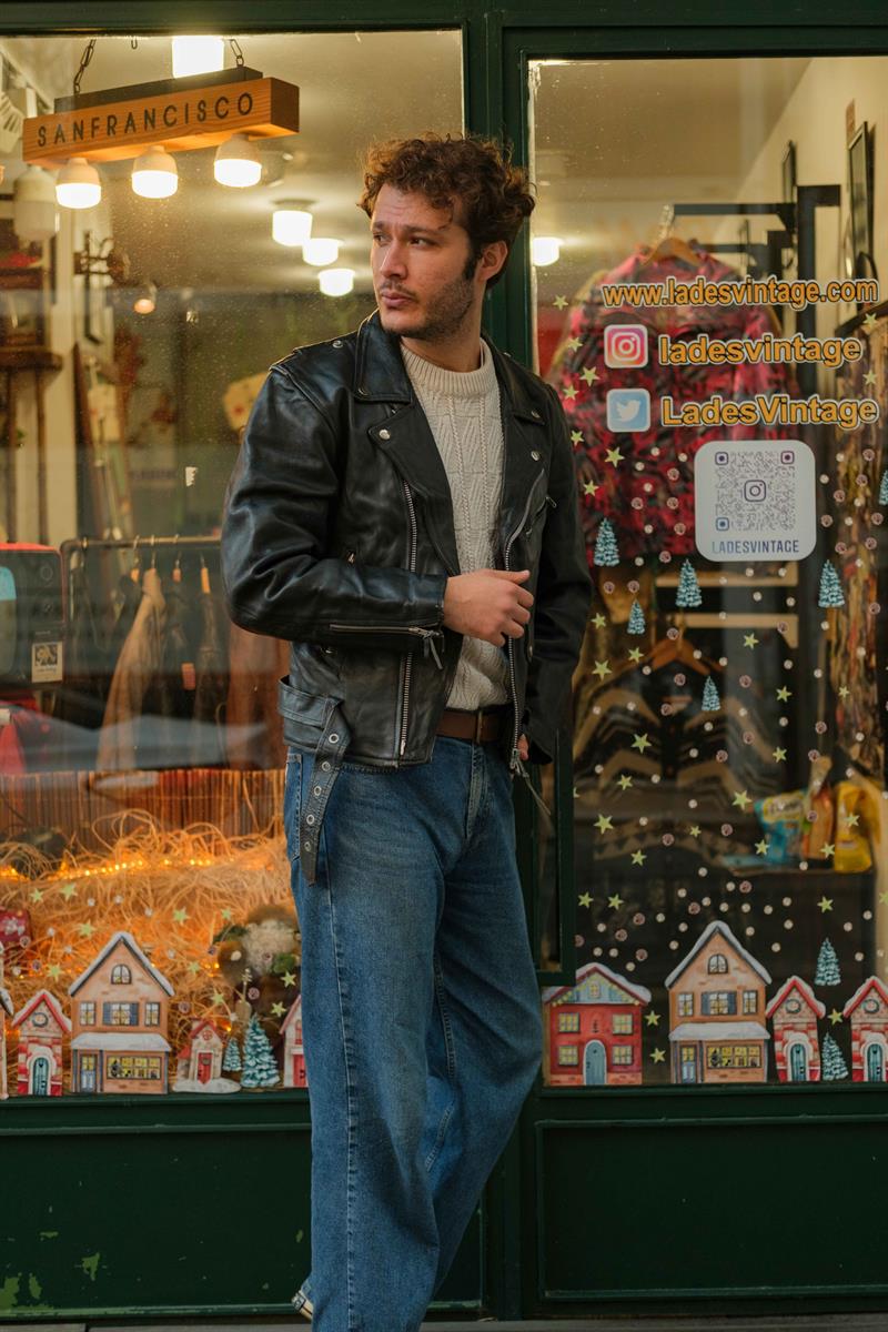 VİNTAGE BIKER DERİ CEKET