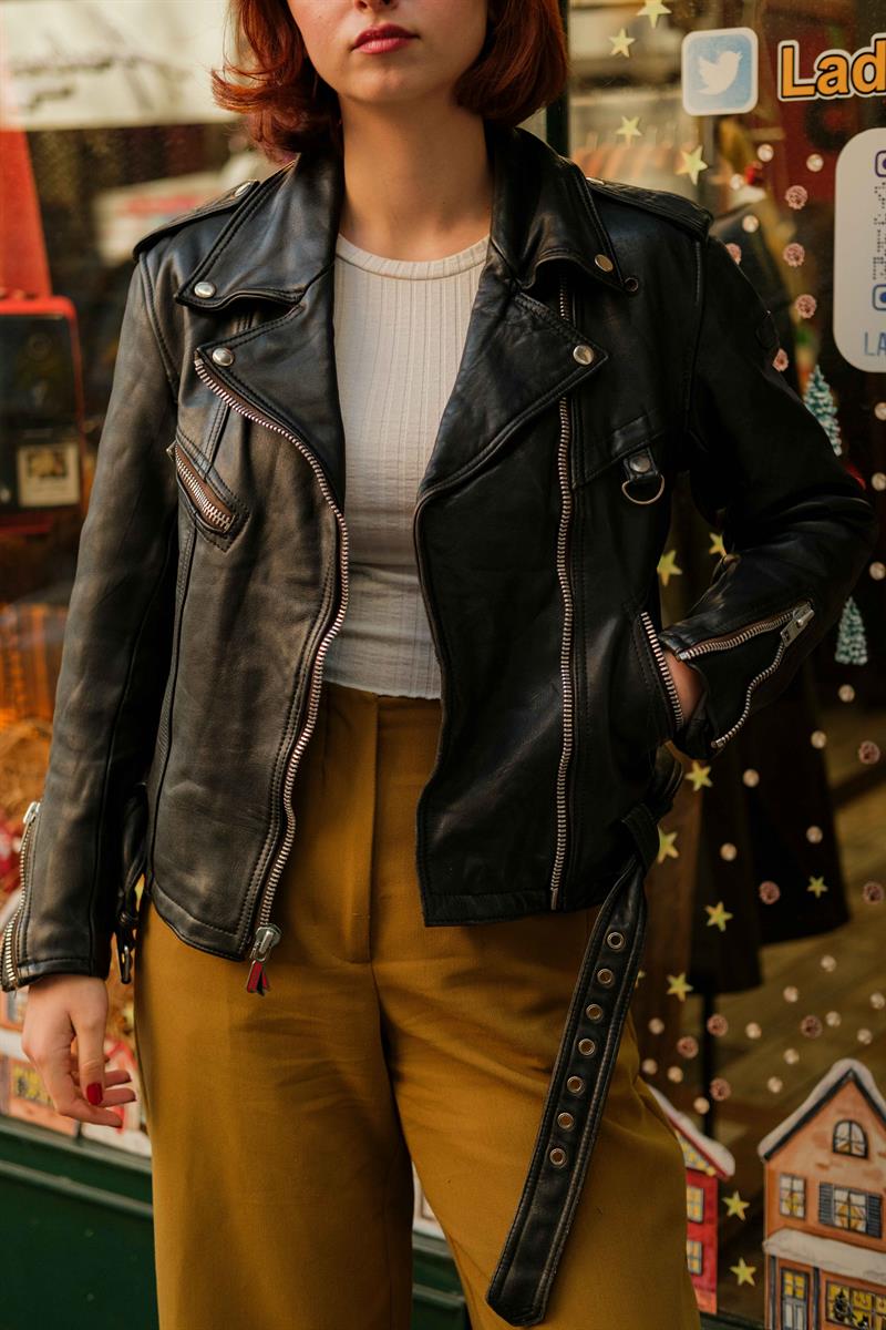 Vintage Biker Model Unisex Deri Ceket