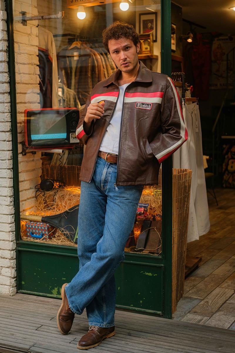 Vintage Biker Vegan Deri Ceket
