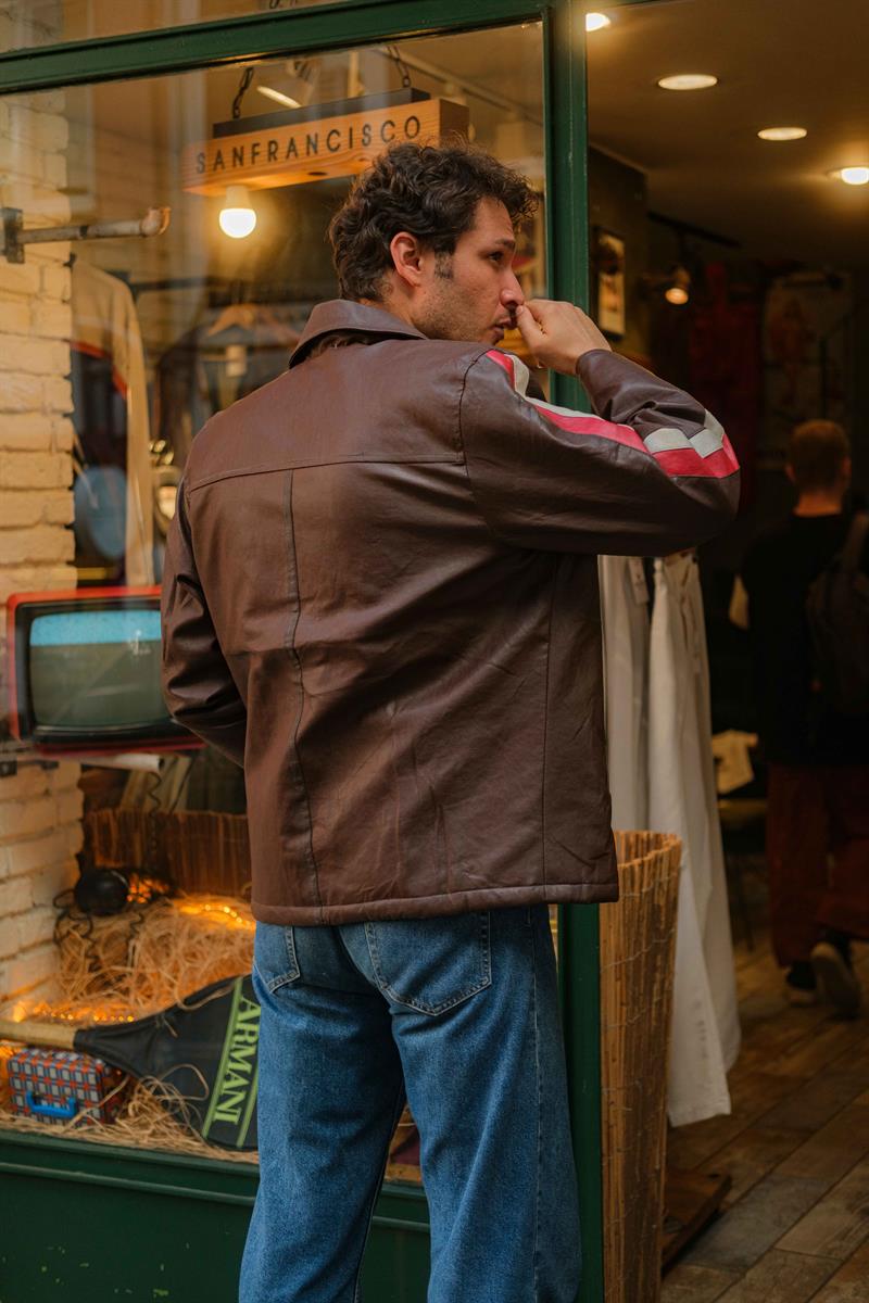Vintage Biker Vegan Deri Ceket