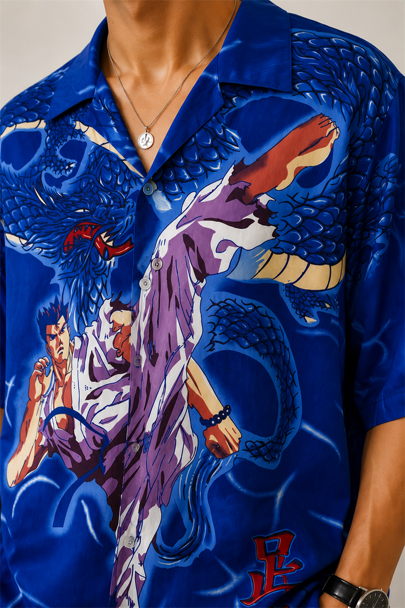Vintage Blue Dragon Gömlek