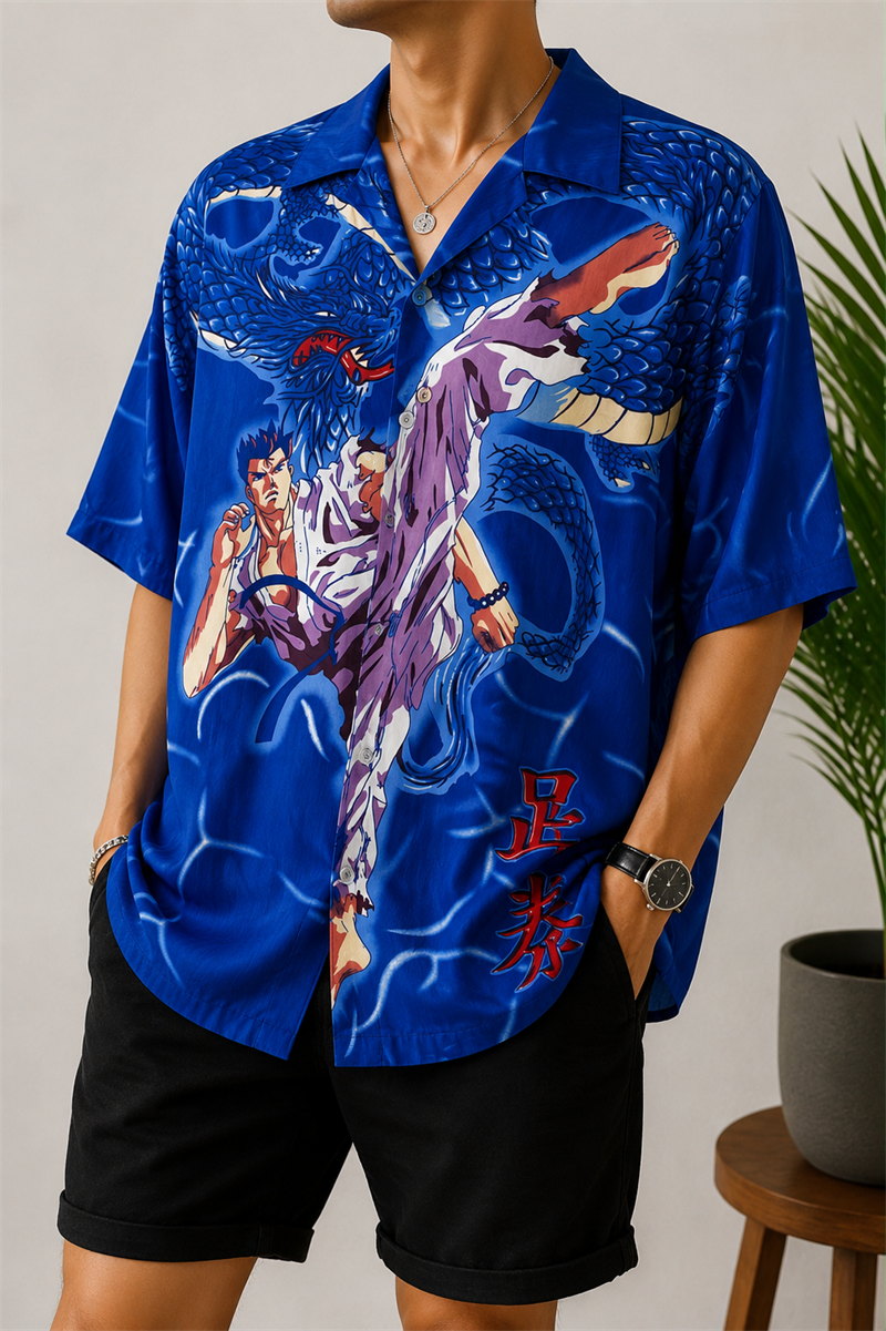 Vintage Blue Dragon Gömlek