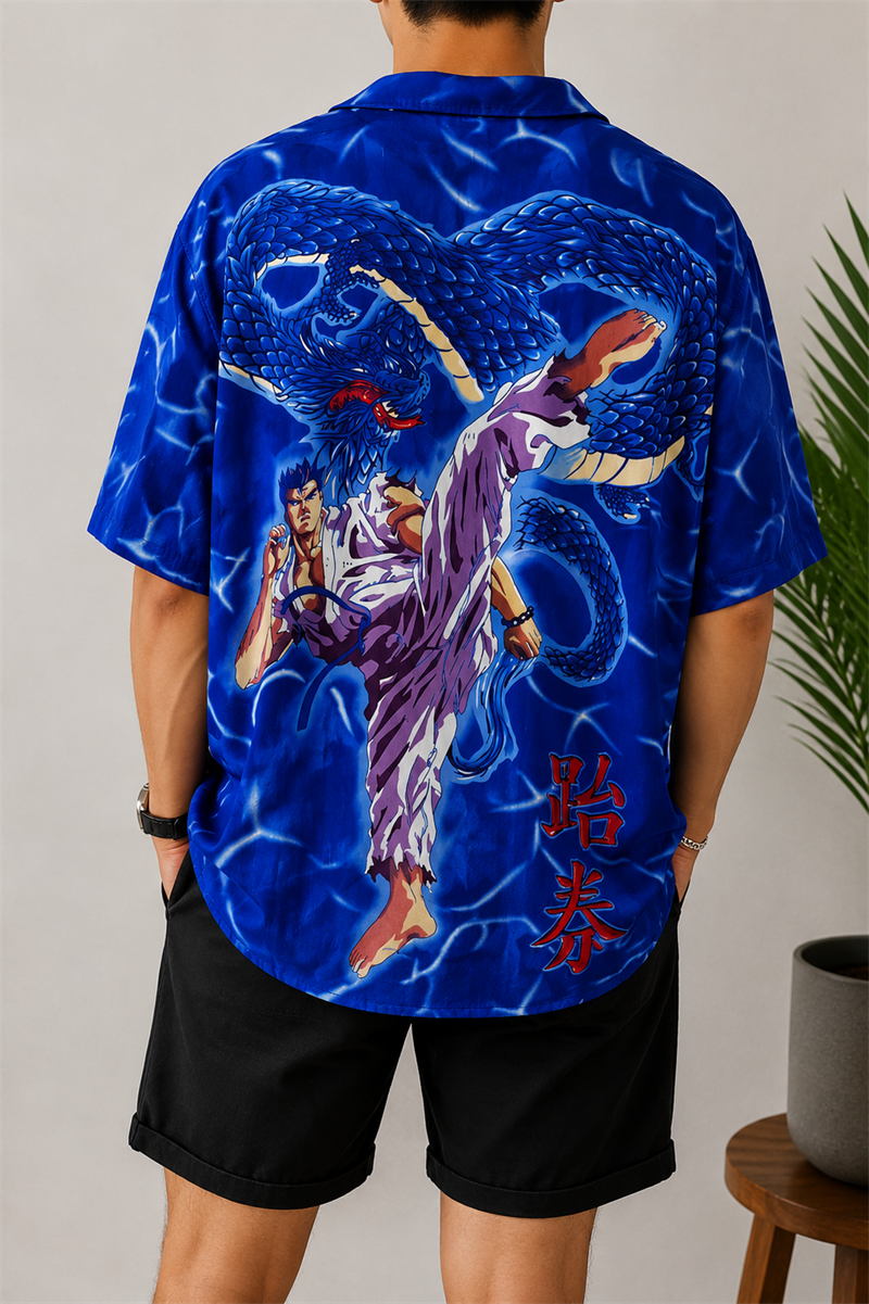 Vintage Blue Dragon Gömlek