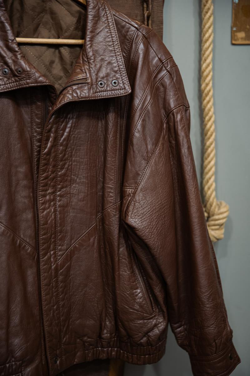 Vintage Bomber Unisex Deri Ceket