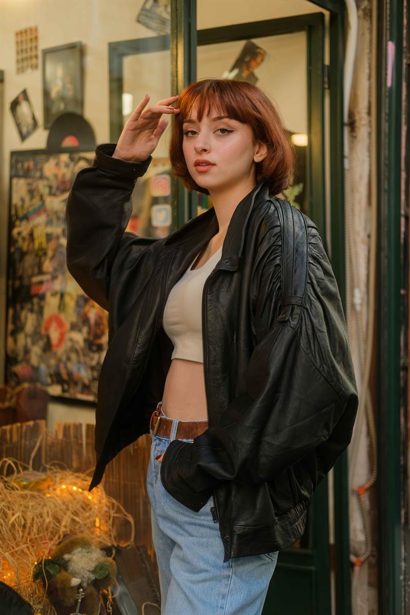Vintage Bomber Unisex Deri Ceket