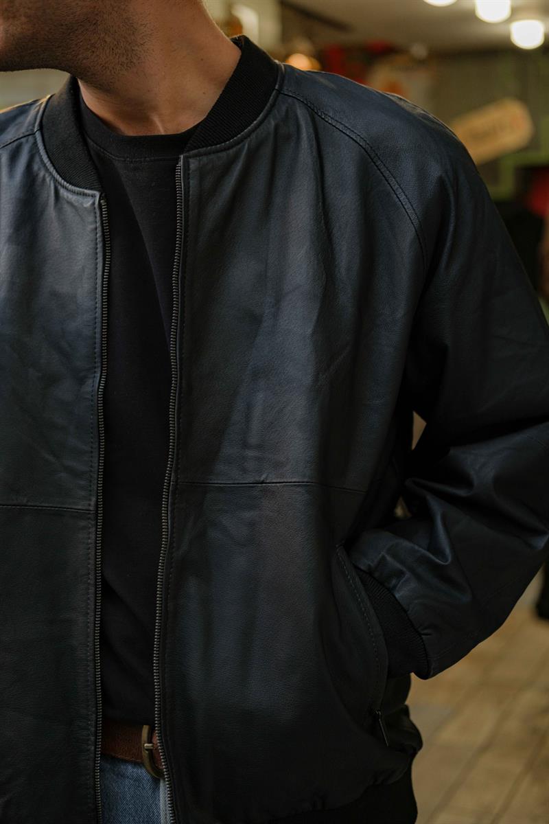 Vintage Bomber Unisex Deri Ceket