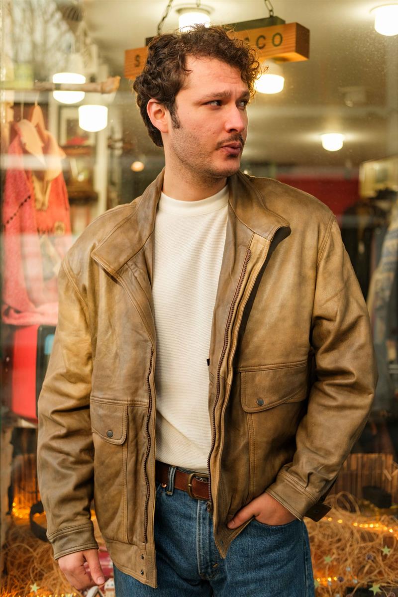 Vintage Bomber Unisex Deri Ceket