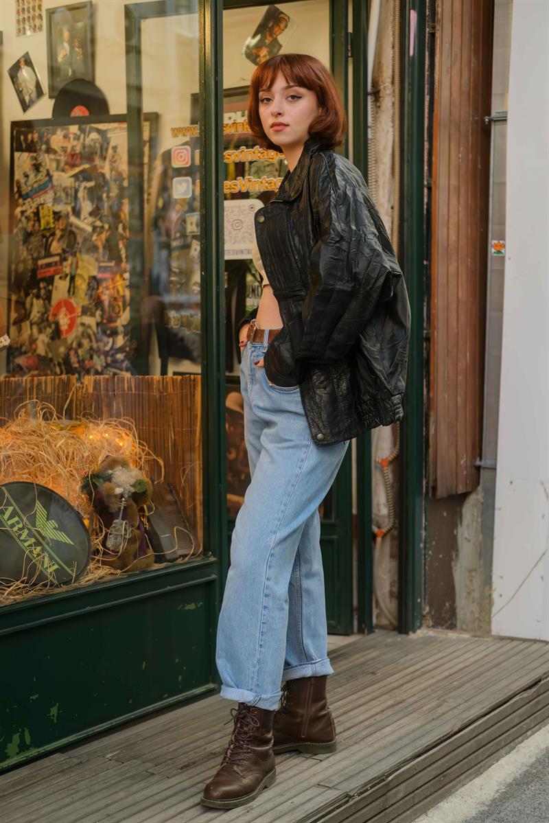 Vintage Bomber Unisex Deri Ceket