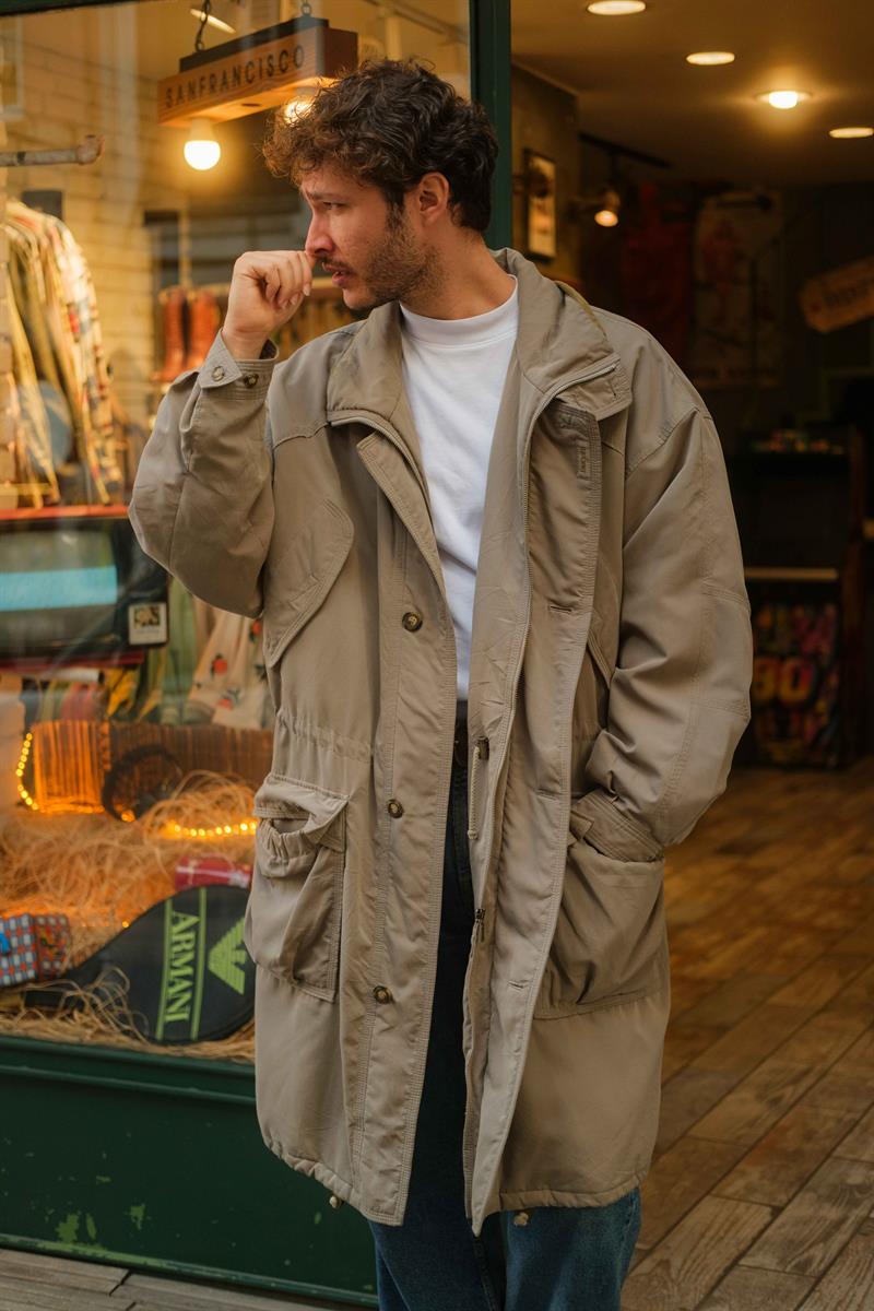 Vintage Bugatti Unisex Salaş Trençkot