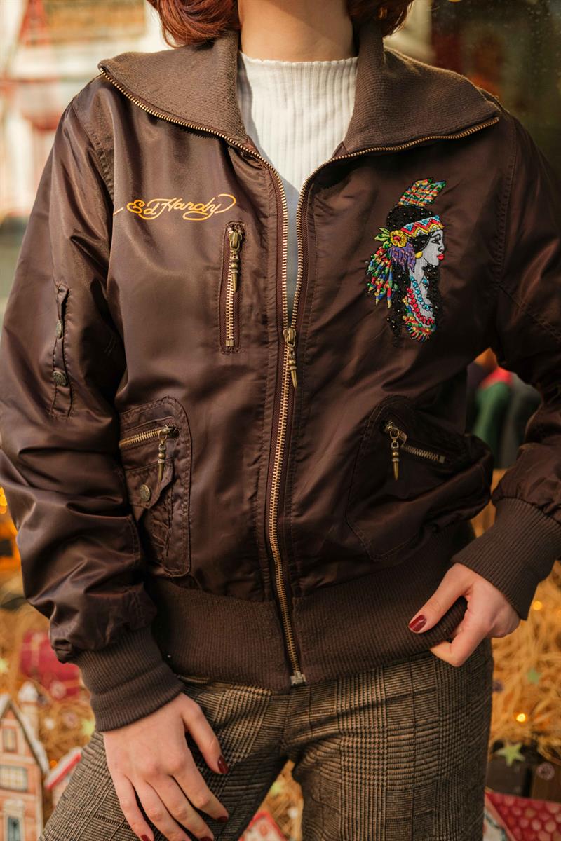 Vintage Ed Hardy Bomber Mont - Ceket