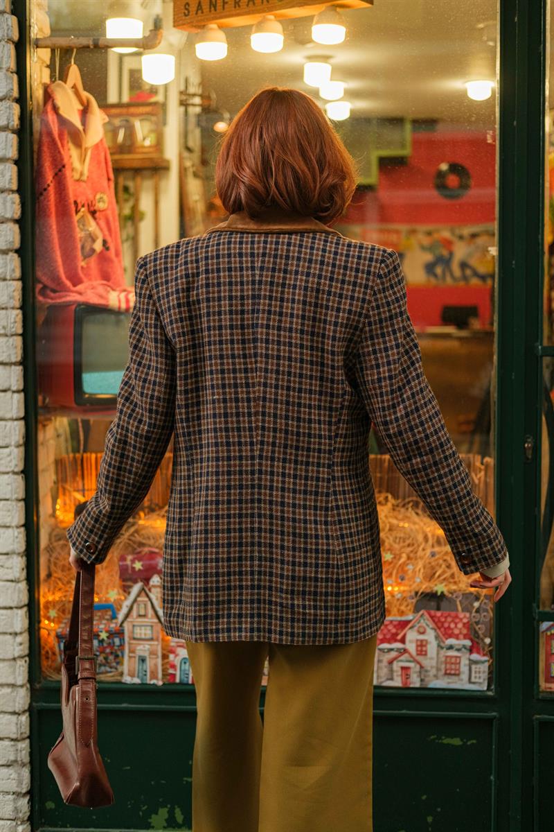 Vintage Ekose Kahve Wool Jacket
