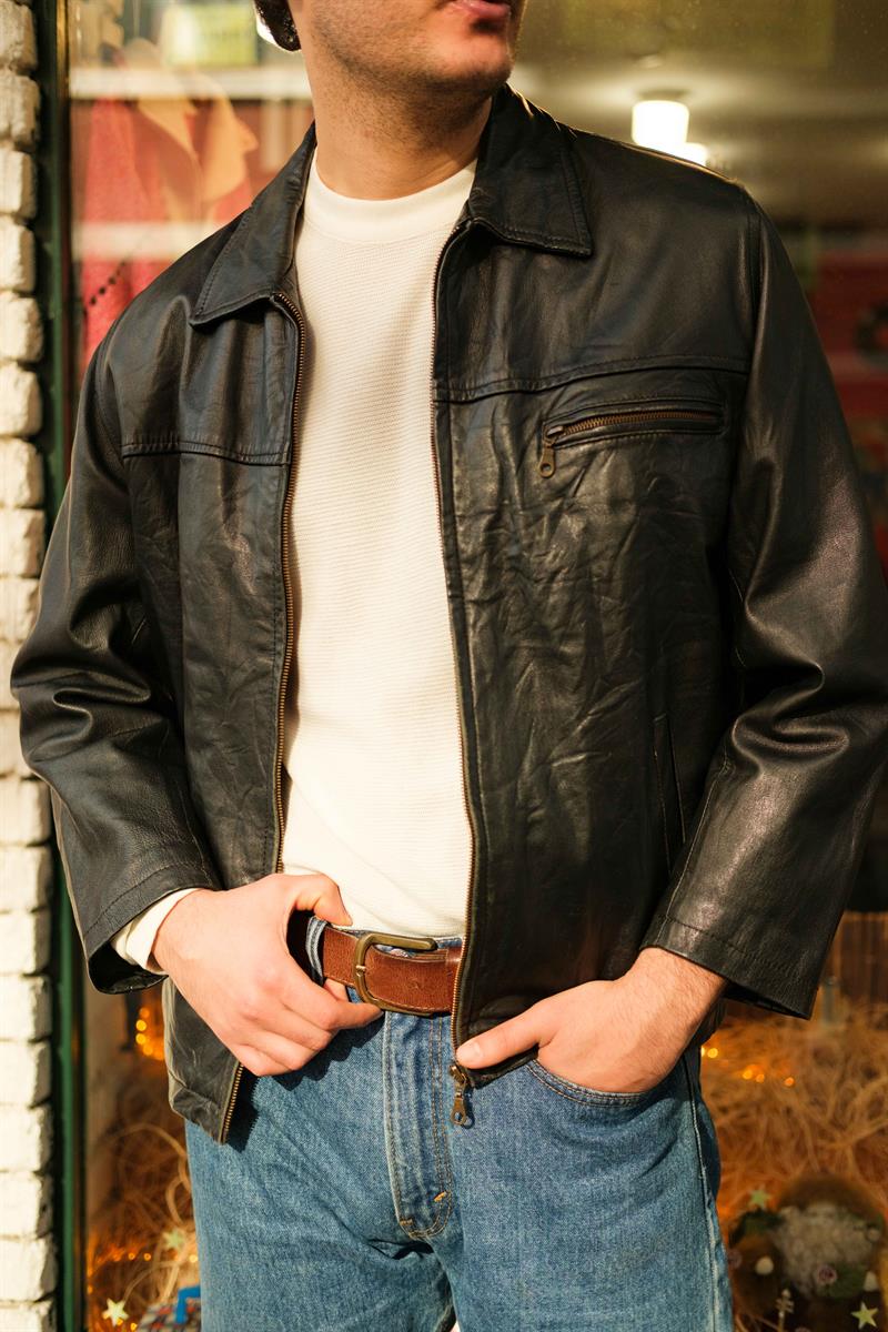 Vintage Emilio Artins Biker Model Unisex Deri Ceket