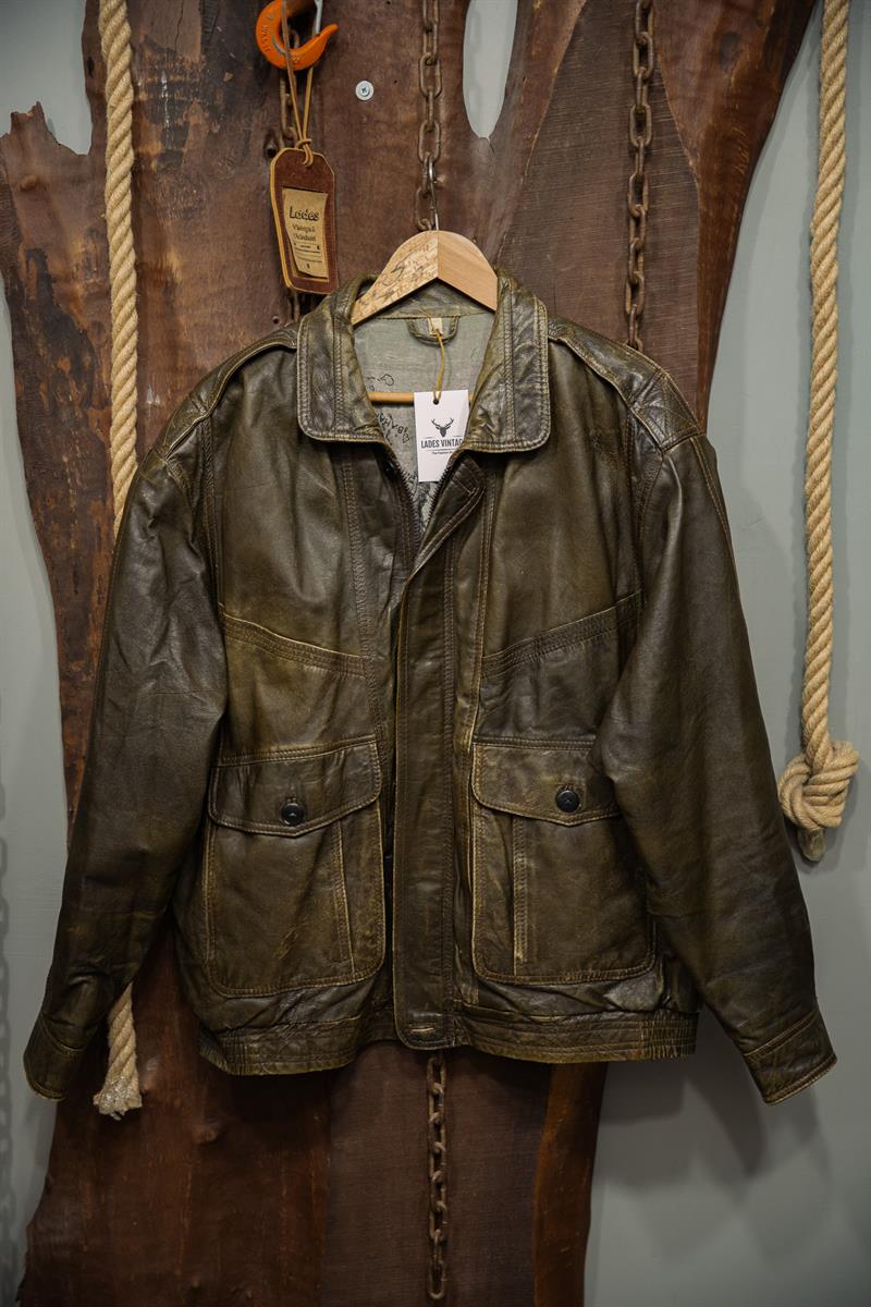 Vintage Eskitme Unisex Deri Ceket