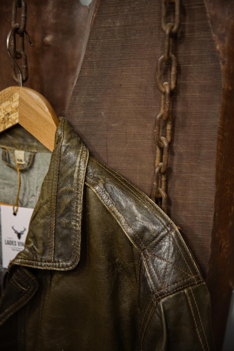 Vintage Eskitme Unisex Deri Ceket