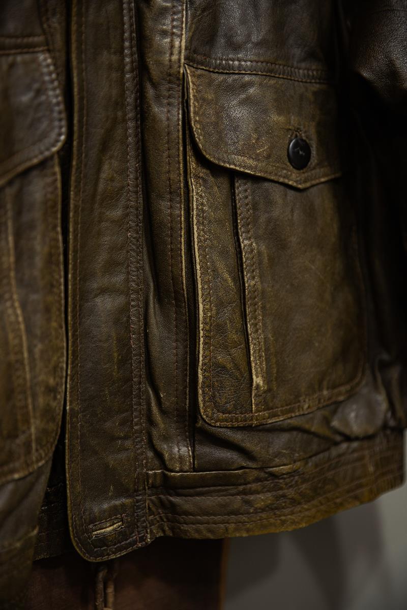 Vintage Eskitme Unisex Deri Ceket
