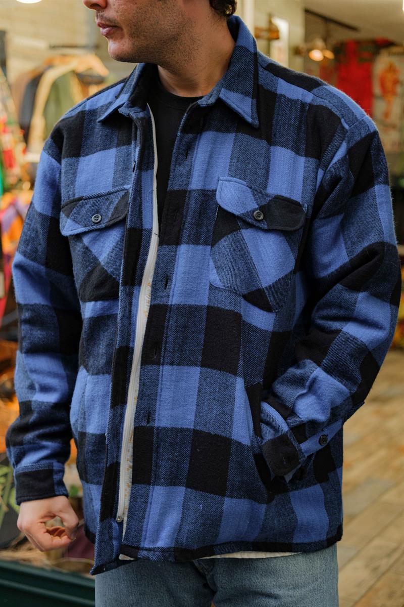 Vintage İçi Kürklü Ekoseli Unisex Mont