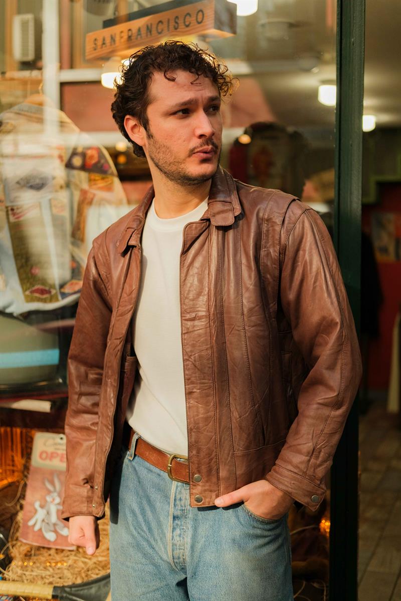 İtalian Kahve Renk Bomber Unisex Deri Ceket