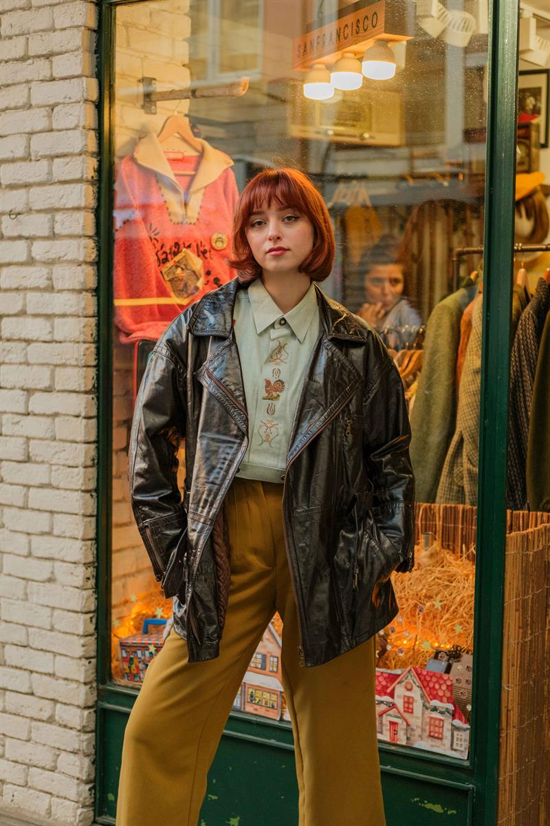 Vintage İtalian Kemerli Blazer Model Unisex Deri Ceket