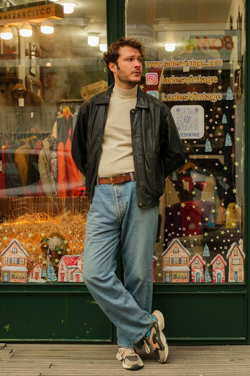 Vintage İtalian Models Bomber Unisex Deri Ceket