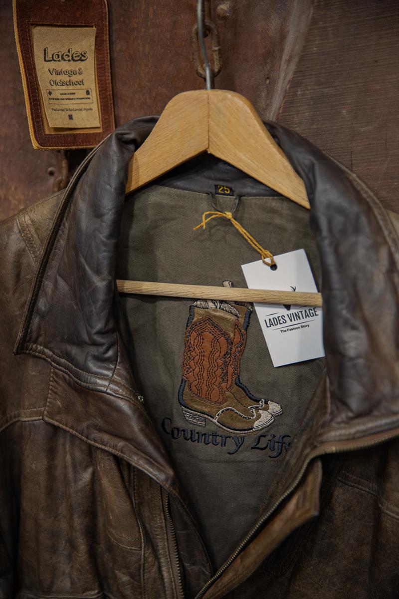 Vintage Italian Unisex Bomber Deri Ceket