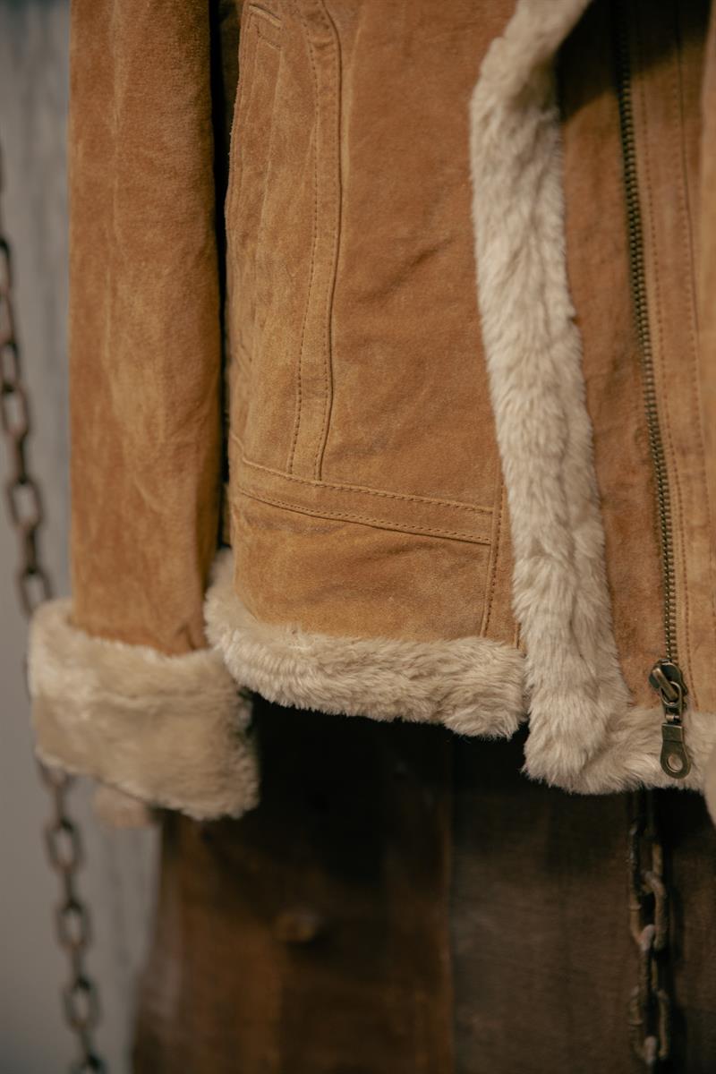 Vintage Kadın Aviator Flight Deri Ceket