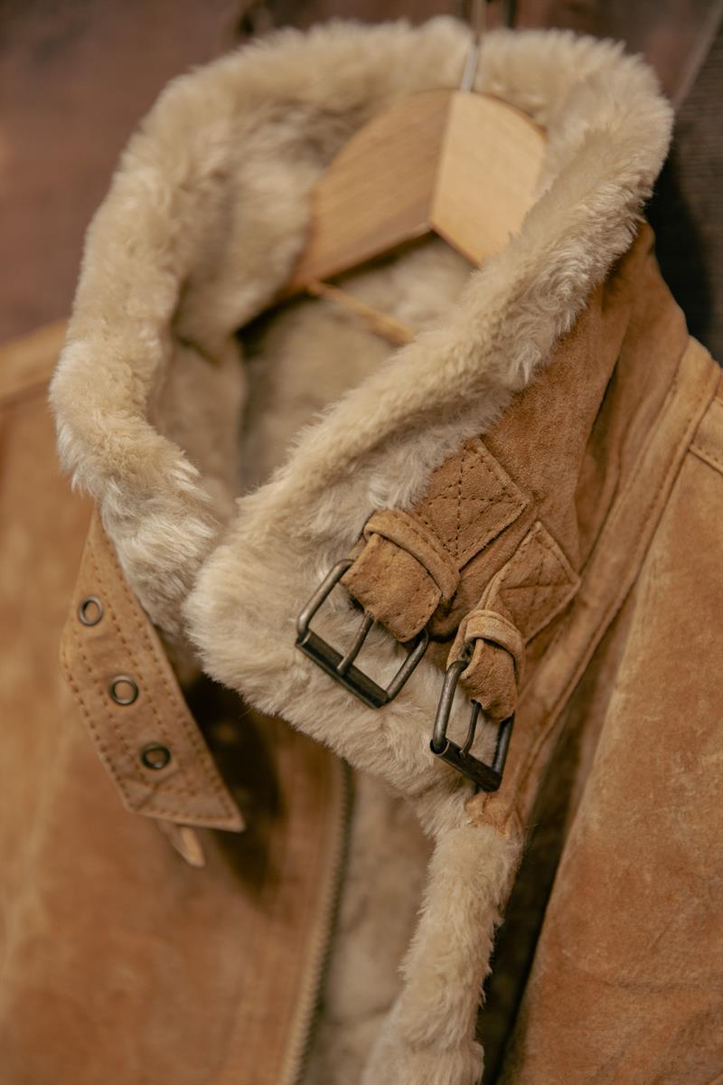Vintage Kadın Aviator Flight Deri Ceket