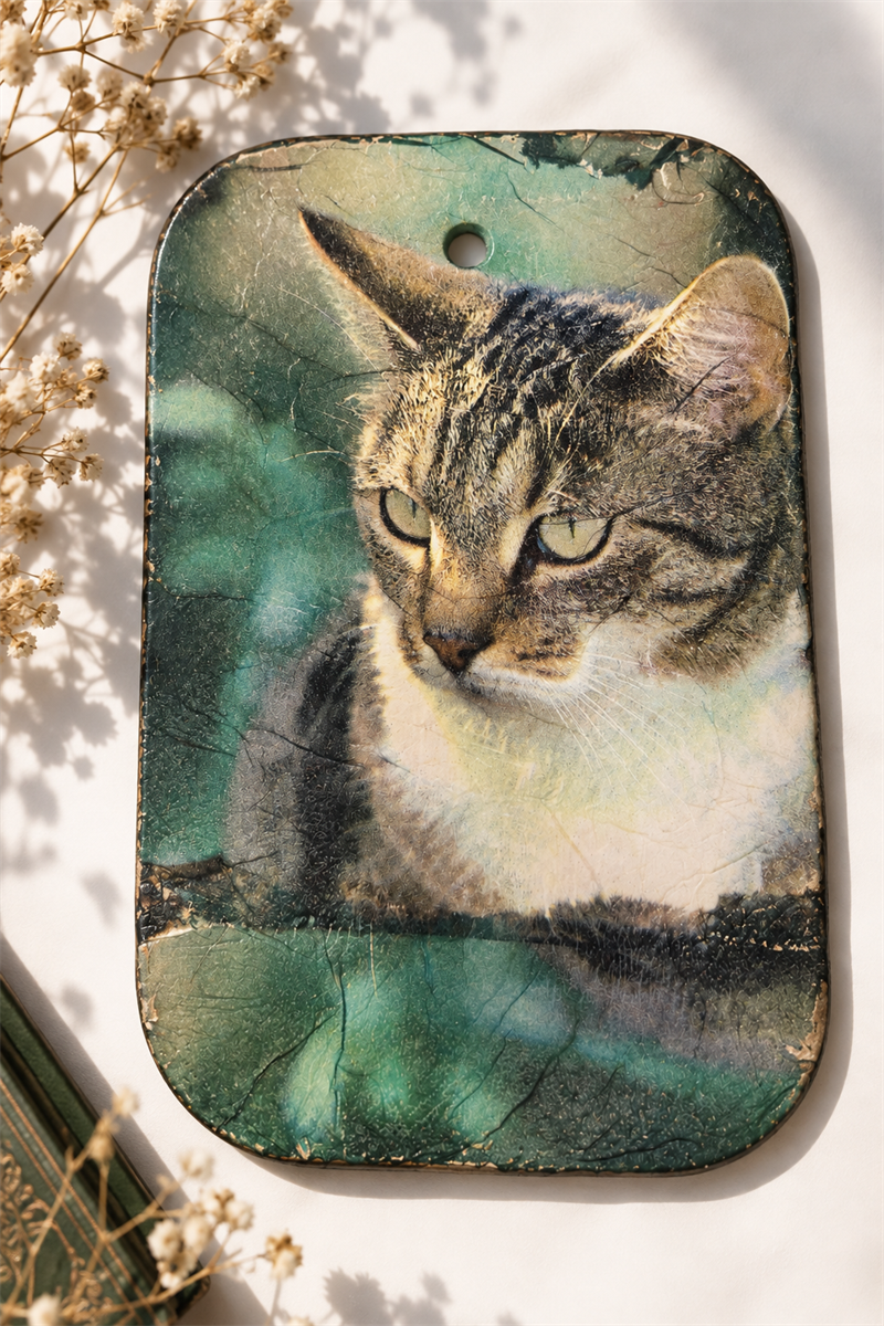 Vintage Kedi Desenli Duvar Dekoru