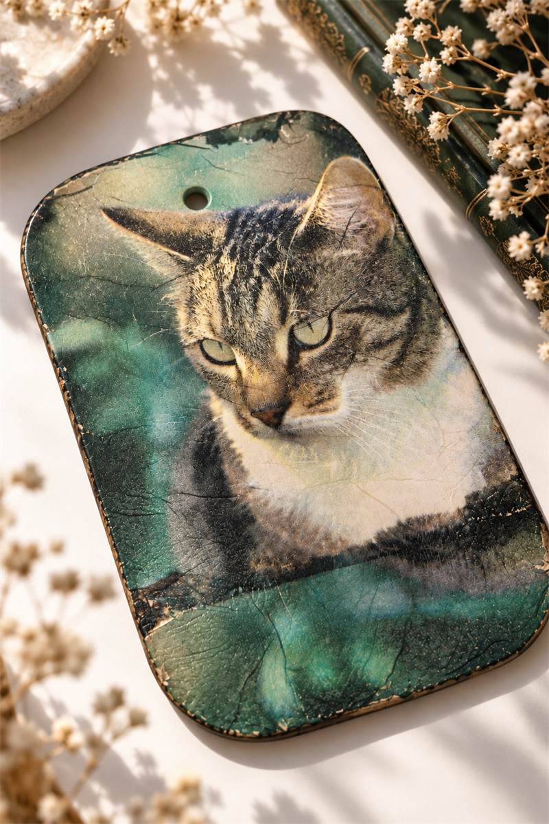Vintage Kedi Desenli Duvar Dekoru