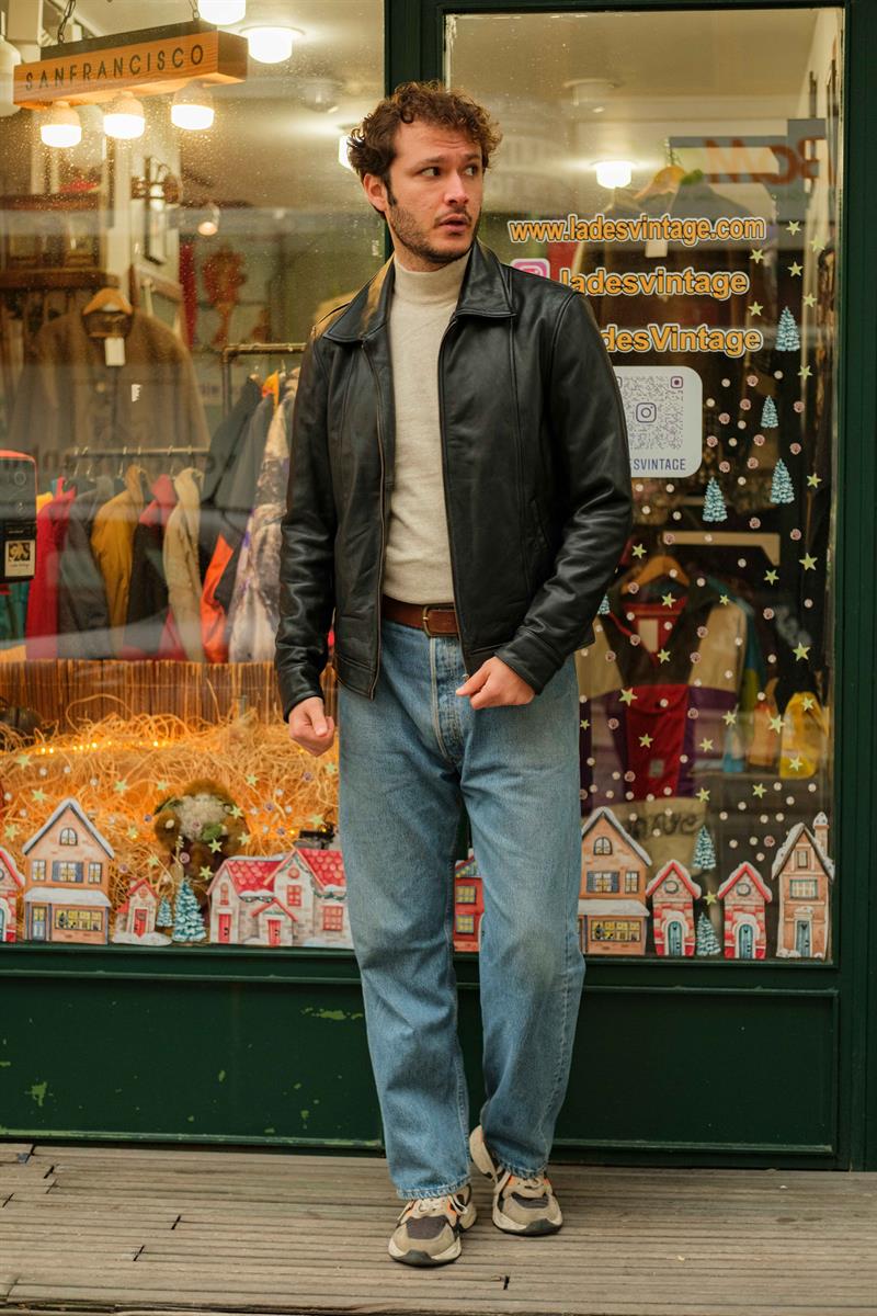 Vintage MERCHANDISE Biker Model Unisex Deri Ceket