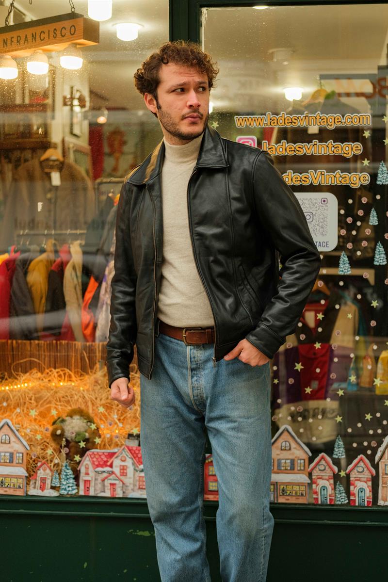 Vintage MERCHANDISE Biker Model Unisex Deri Ceket