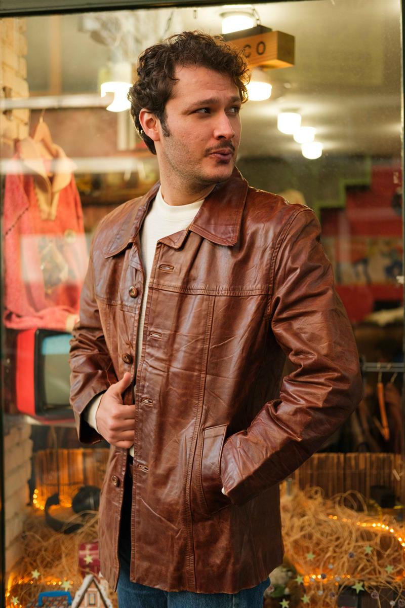 Vintage SERGIO DANIELLI Unisex Blazer Deri Ceket